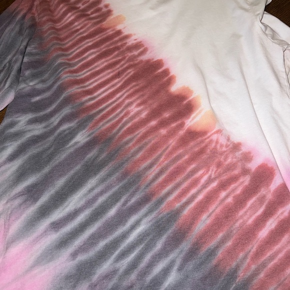 White, Pink & Black Split Tie-Dye Long Sleeve Upcycled Crewneck Shirt Size XL - Picture 7 of 10